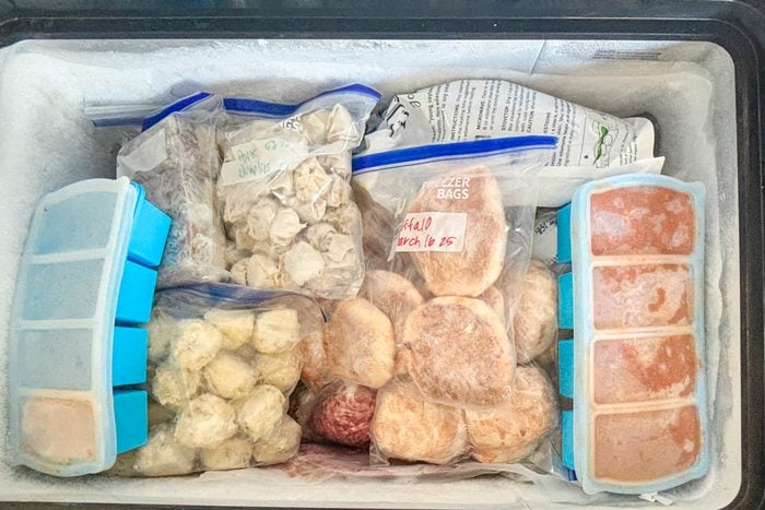 food items inside Kismile Chest Freezer